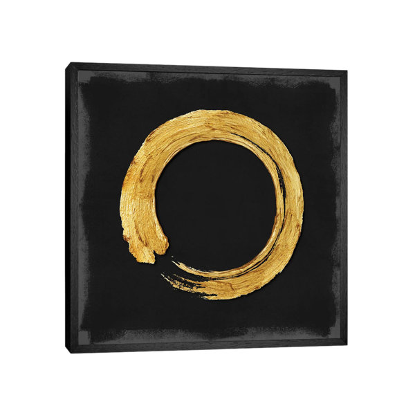 Mercury Row Gold Zen Circle On Black I by Ellie Roberts Floater Frame